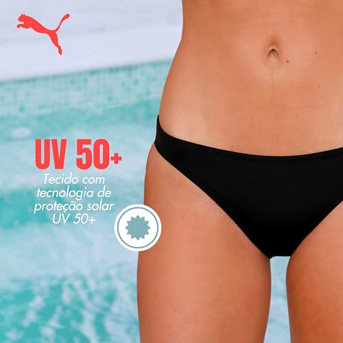 PUMA Biquíni Calcinha Clássica UV50+ AntiCloro Praia Piscina Feminino Adulto, Preto, G