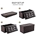 YOUDENOVA 30 inches Folding Storage Ottoman, 85L Storage Ottoman Bench for Living Bedroom and Hallway, Faux Leather Brown Footrest with Foam Padded Seat, Support 350lbs