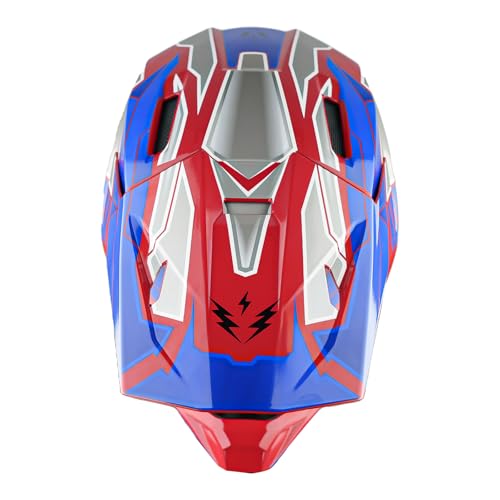 1Storm Youth Motocross Helmet ATV BMX MX Dirt Bike Go Kart Skate Kids Helmet Multi Sports Teenager Zaku Mecha Blue + Goggles + Gloves Bundle by 1Storm - Used condition - Image 9