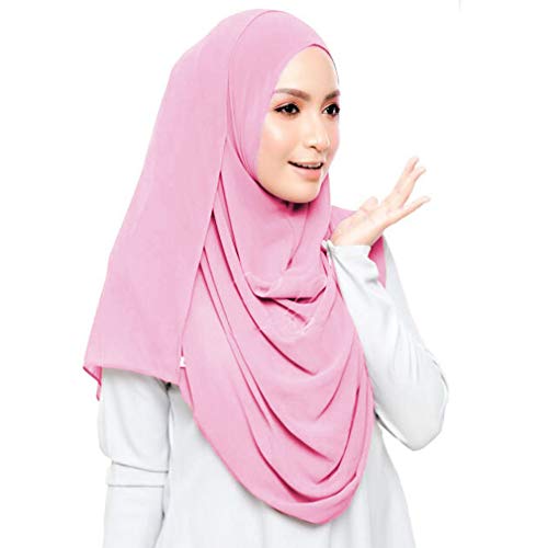 Image of LMVERNA Solid Color Bubble Chiffon Scarf for Women Fashion Soft Hijab Long Scarf Wrap Scarves
