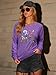 Dresswel Vintage Floral Sweatshirts for Women Casual Loose Long Sleeve Pullover Crewneck Pockets Tops Fall Winter Fashion Outfits, Purple L