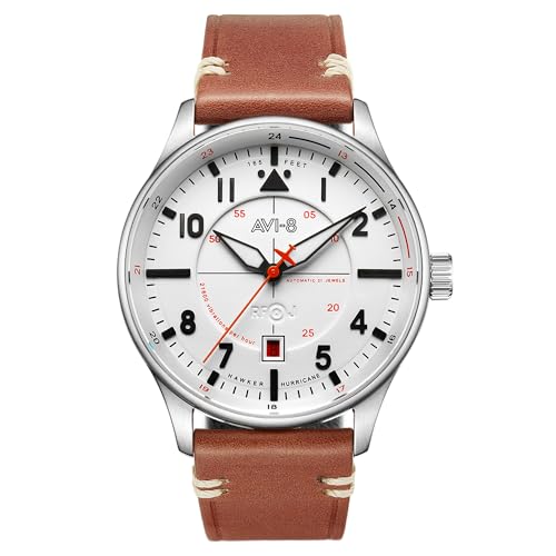 AVI-8 Mens 43mm Hawker Hurricane Kent Automatic Newton Pilot Watch with Leather Strap AV-4094-01