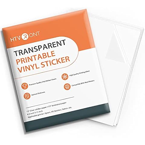 HTVRONT Transparent Bedruckbares Vinyl, 15 PCS Transparent Printable Vinyl Cover