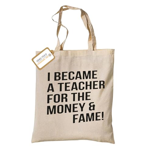 tradercat Jutebeutel bedruckt vintage 100% Baumwolle, Stoffbeutel bedruckt, tolles Geschenk für Lehrer, jutebeutel aesthetic als modisches Accessoire jutebeutel spruch (I became a teacher - Natur)
