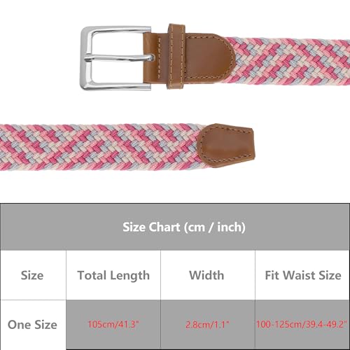 Unisex Braided Stretch Belts, Multicolored Elastic Woven Golf Jean Belt Waistband for Men and Women4