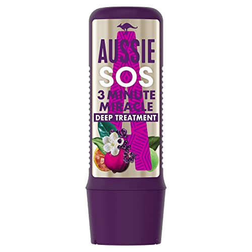Aussie Tratamiento Intensivo Para El Cuidado Del Cabello Sos Repair 3 Minute Miracle Para Pelo Dañado, 225 Ml, Blanco, Banana, 6 Unidad