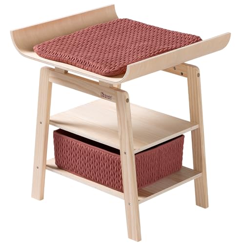 howa Puppenwickeltisch aus Holz „Grace“, Puppenwickelkommode mit Zubehör – Wickeltisch für Puppen mit Ablage, Aufbewahrungskorb & gesteppter Wickelauflage 2770