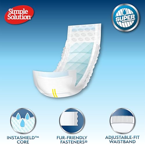 Image of Simple Solution Disposable Dog Diapers, Wraps for Male Dogs, Puppy Diaper, Potty Training, Puppy Essential, Absorbent, Wetness Indicator, For Medium Pets, 15 - 23 Inch Waist (M,12 Count)