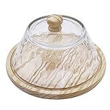 Quesera Redonda con Tapa de Cristal – Caja Queso Base de Madera – Ideal para Conservar Frescos Tus Quesos - Diámetro Ø 25cm