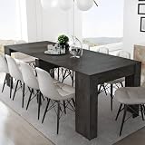 Dmora - Consolle allungabile Maclodio, trasformabile in Tavolo da Pranzo, salvaspazio ed Estensibile Fino a 237 cm, 90-237x76,6x90 cm, Antracite