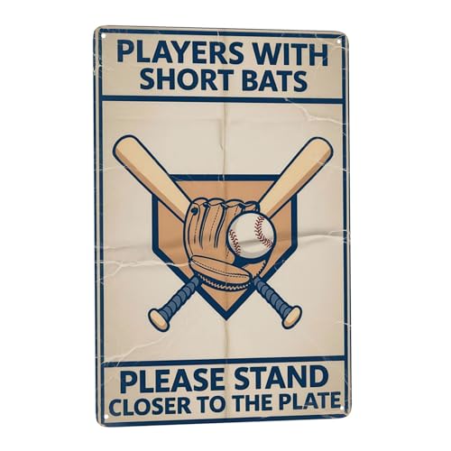 Short Bats Plate Metal Wall Art 8x12 Retro Baseball Decor