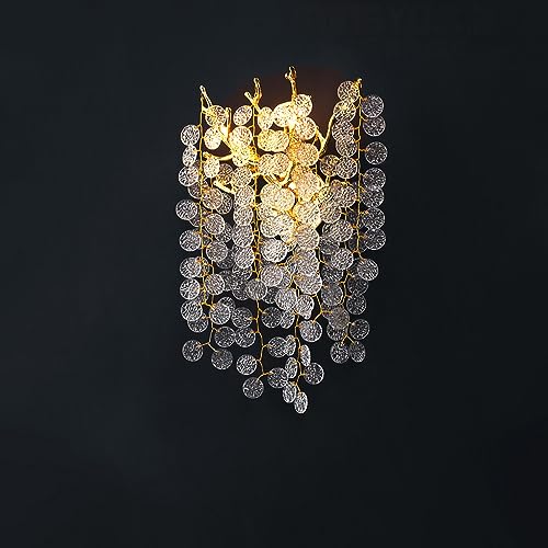 Applique en cristal luxe et branches dorées lumineuses de salon