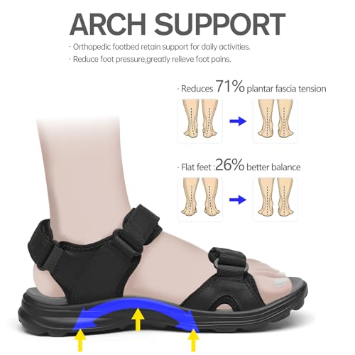 Image of FLARUT Men's Open Toe Leather Hiking Sandals Water Shoes Adjustable