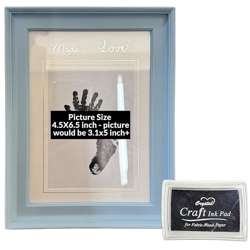 Image of Art Street Newborn Baby Clay Handprint and Footprint Desk Premium Table Photo Frame, Vector Design Home Decoration Frame For Table Top Desk, Birthday, Wedding & Return Gift - Blue (Size:4.5x6.5 Inch)