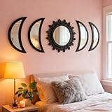 Cpcdaosk 5 espejos de fase lunar montados en la pared, dormitorio