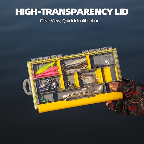Image of RUNCL 3500 Standard Fishing Tackle Box, Waterproof Floating Lure Storage Box with Adjustable Dividers, Clear Rust-Proof Utility Tray for Terminal Tackle, Hooks and Sinkers