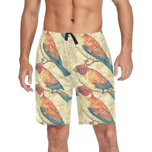 Men's Short Pajama Bottoms Bird Flying Pattern Home Casual Sleep Pants4