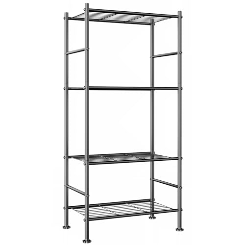 Abiglifty Storage Shelves, 4-Tier Wire Shelving, Metal Shelving with Adjustable Leveling Feet, Garage Storage for Bathroom, Closet, Kitchen