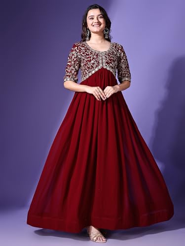 Image of Fashion Basket Georgette Embroidered Anarkali Dress for Women