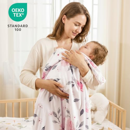 Image of PHF Minky baby blanket for Girls, boys 40x50 Inches Soft Double Layer baby blankets with Dotted backing,Receiving blanket bed Throws for Newborn, Infant, babies, Floral