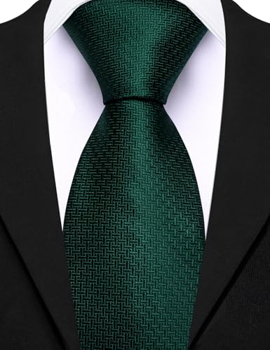 Image of Barry.Wang Plaid Ties Mens Silk Necktie and Tie Clip Checkered Tie for Wedding Party Business Formal