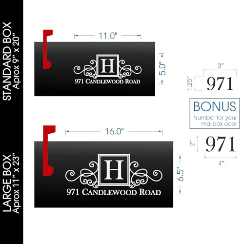 Personalized Mailbox Numbers - Custom Reflective Vinyl Decal for Street Address - Decorative House Numbering - Gift 3DY - Back40Life (Square Monogram)