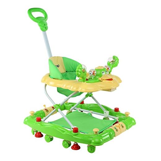 LuvLap Comfy Baby Walker & Rocker, Height Adjustable with Light & Musical Toys, 6m+ (Green)