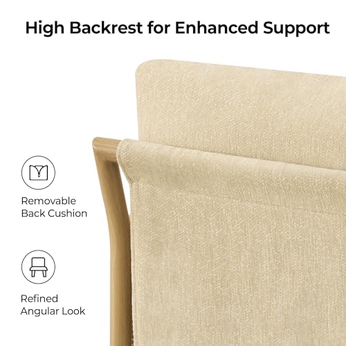 Image of CHITA Boho Rope Counter Height Bar Stools Set of 2, Modern Upholstered Bar Stools with Handwoven Rope Armrests, Metal Frame with Wood-Grain Finish, 26.4 inch Seat Height, Oatmeal