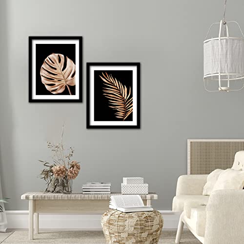 Kotart-Golden-Leaf-Wall-Decor-Paintings-for-Home-Office-Living-Room-Modern-Art-Nature-Wall-Paintings-with-Frame-Framed-Wall-Art-Paintings-11-inch-x-14-inch-Framed-Set-of-2