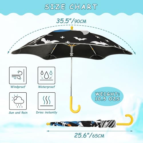 Paraguas para niños pequeños con tira reflectante de esqueleto y tiburón UV para sol 3
