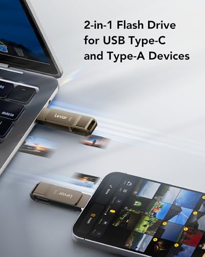 Image of Lexar D40E 64GB Dual USB 3.2 Gen 1 Type-C Jump Drive, Titanium Grey