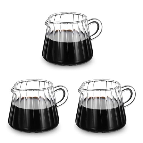 GLEAVI Milchkännchen Aus Glas 2 Stück 9.80X7.20X12.80 Cm Borosilikatglas Milchkrug Für Milchaufschäumen Kaffee Tee Zuhause Café Gastronomie