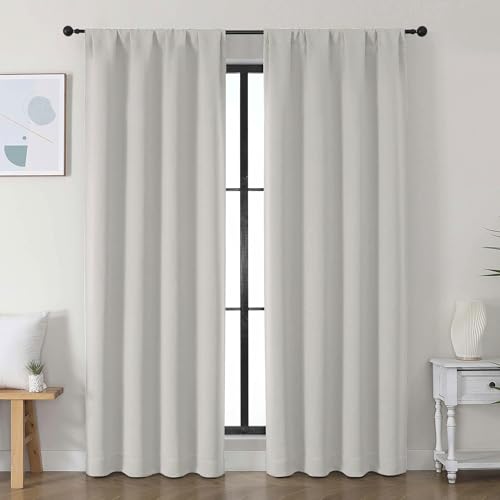 Image of Simplebrand Ava Natural Blackout Curtains for Bedroom, 78 Inch Length, 2 Panels Set, Privacy Thermal Insulated Rod Pocket Window Curtains for Patio, French Door, W40 x L78 Inch