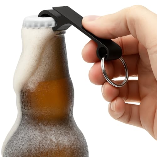 Llavero abrebotellas con anilla, bolsillo, destapador, función de abrir botellas, Abridor de cerveza de bolsillo, Llavero abridor de chapas de botellas, Plástico, Negro