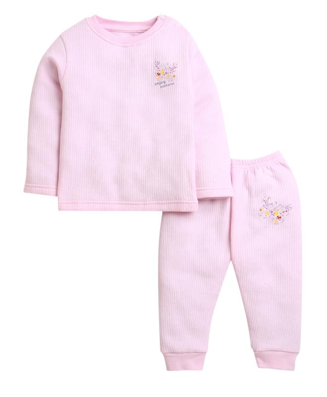 BUMZEE Pink Girls Full Sleeves Cotton Thermal T-Shirt & Jogger Set (Peb9637)-image-38