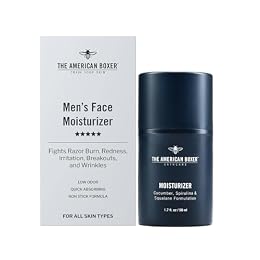 THE AMERICAN BOXER Mens Face Moisturizer, Hydrates Dry Skin, Soothes Irritation, Eliminates Razor Burn & Redness, Daily Use Moisturizing Face Cream, Anti Aging & Anti Wrinkle, Quick Absorbing