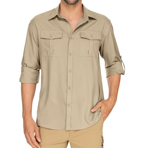 Men's Long Sleeve UV Sun Protection Shirt UPF 50+ Quick Dry Cooling,Fishing Shirt for Safari Travel Hiking
