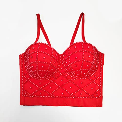 Image of VEENDEO Women's Strap Beads Bustier Corset Crop Top Club Party Bra