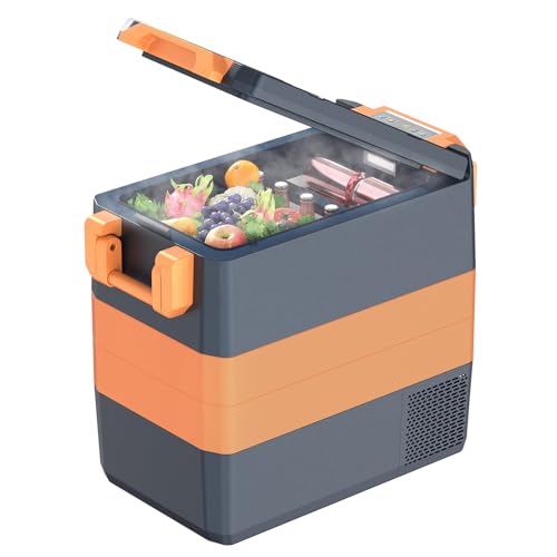 Kompressor Kühlbox 50L Kühlschrank für Auto, 12/24V DC 100-240 VC Elektrisch Kühlbox für Auto, 12/24 V DC und 100–240V AC für Auto, LKW, Boot, Camping, -20°C bis 20°C, mit USB Anschluss