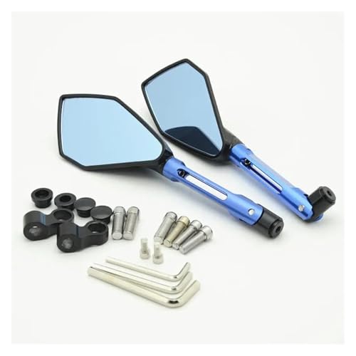 Rétroviseurs de moto universels anti-vibration en aluminium anodisé bleu pour MT09