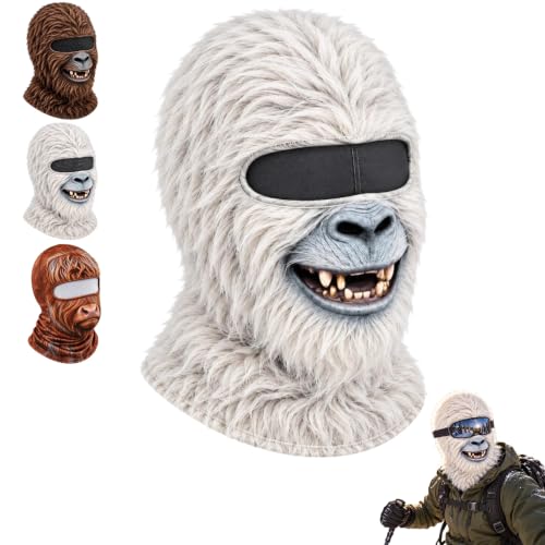 3D Printed Animal Winter Face Mask, Realistic Full Head Balaclava，Gorilla-A