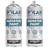 Polar Radiator Spray Paint - 2 x 400ml, Anthracite - 3-in-1 Primer, Under- & Topcoat - Heat Resistant up to 170°C - For Radiators, Hot Pipes & Towel Rails - Satin Finish