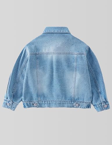 5-14Years Girls Denim Jacket Classic Outerwear Kids Loose Button Down Jeans Jackets Long Sleeve Coat Casual2