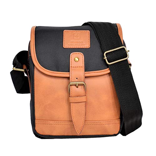 Swiss Military Unisex Polyester Messenger Sling Bag (Black and Beige, 17 cms)