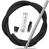 ADMY Shisha Schlauch set mit Mundstück, 150 cm Schwarz Silikonschlauch Edelstahl Mundstück Aluminium Schlauchadapter Dichtung Knickschutzfeder｜universal für alle Wasserpfeifen, Shisha Zubehör