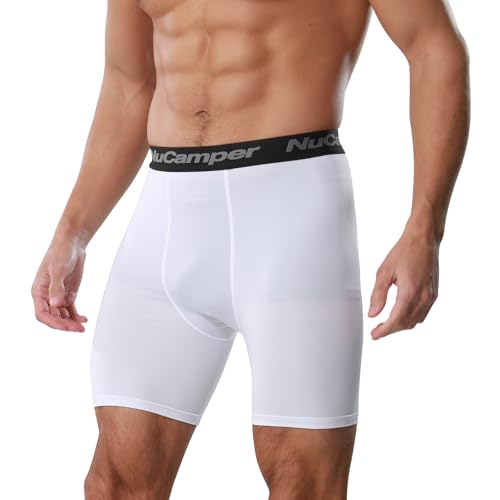 NuCamper Menâ€™s Compression Shorts Spandex Athletic Underwear Performance Gym Boxer Briefs Cool Dry Active Baselayer Bike Shorts for Workout Running Cycling Basketball Football Baseball Sports Tranning