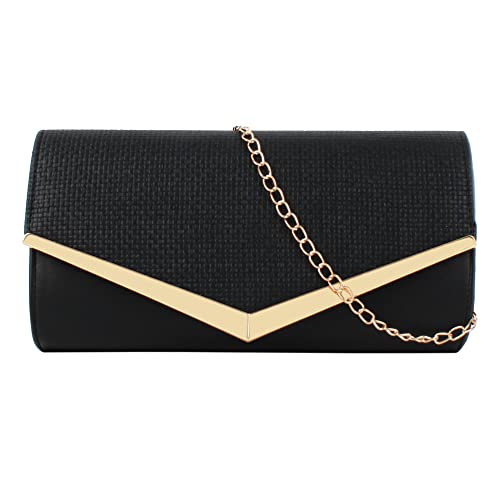 U Scinan Women Minimalist Leather Crossbody Bag – Slim Envelope Purse with Detachable Chain Daily Use Lightweight Work Bag