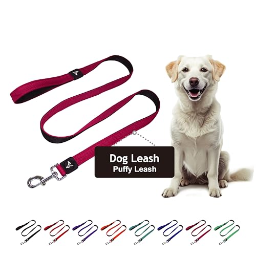 Kruz Dog Leash (Width - 5/8â€, Length - 5 FT) Lightweight, Breathable Mesh Lead Comfort Puffy, Dual Layer Tangle-Free Leash for Walking & Running with Soft Silicone Grip & Click & Lock Snap â€“ Pink