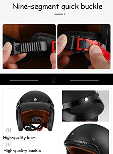 ABDOMINAL WHEEL 3/4 Casco Moto Jet Vintage,Retro Casco de Cara Abierta,Casco Moto Demi-Jet ECE Homologado pour Motocicleta Bicicleta Casco de Moto Scooter Vintage A,M=57~58cm - imagen 8