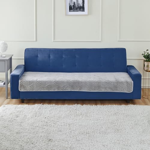 Image of Amazon Basics - Velvet Quilted Make Your Own Sofa Cover |70 x 180 cm| Microfiber Sofa Slipcover (Striped,Silver, 3 Seater)